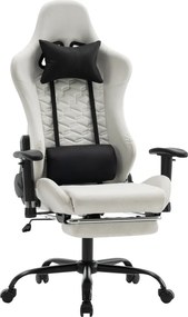 Irodai/gamer szék, fehér/fekete, teherbírás 150 kg, PAPIBAS