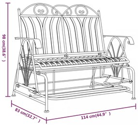 kétszemélyes fekete acél hintapad 114 cm