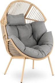 CEZARE rattan fotel, szürke párnával