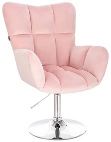 HR650N Púderrózsaszín modern velúr szék krómozott lábbal
