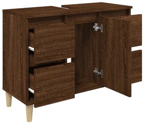 barna tölgyszínű szerelt fa mosdószekrény 80 x 33 x 60 cm