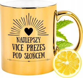 Arany csillogó bögre az elnökhelyettesnek ajándék fényképes nyomtatással