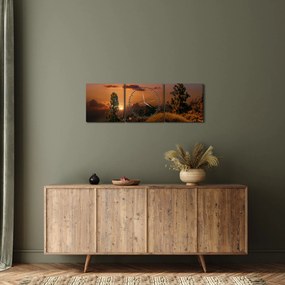Természet képe naplementekor (órával) (90x30 cm)