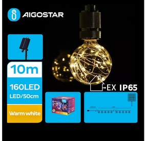 Aigostar B.V. Aigostar - LED Napelemes karácsonyi lánc 20xLED/8 funkció 11,5m IP65 meleg fehér AI1198