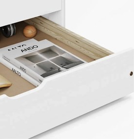 Ágy kihúzható pótággyal, fehér, tömörfa, 90x200, MARINELLA NEW