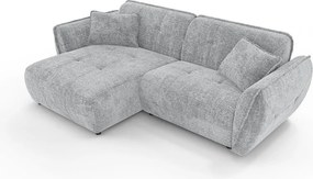 Világosszürke zsenília sarokkanapé (bal oldali-heverő résszel) Nelia – Ropez