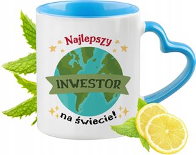 Befektetőnek Kék Bögre Szív Alakú Füllel Ajándék