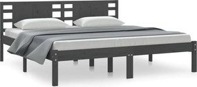 vidaXL szürke tömör fenyőfa ágykeret 200x200 cm