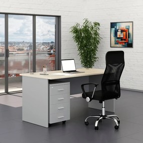 Irodabútor garnitúra SimpleOffice 1, 160 cm, szürke / világos tölgy