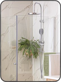 HOMCOM 61x81 cm Fürdő Tükör Fali Tükör Dekoratív Tükör Fém Kerettel és Könnyű Telepítésű Horoggal, Fekete | Aosom