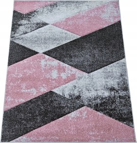 Szőnyeg 160x220 Szürke Rózsaszín Modern Geometrikus Nappali Vastag