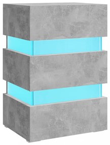 betonszürke szerelt fa LED-es éjjeliszekrény 45 x 35 x 67 cm