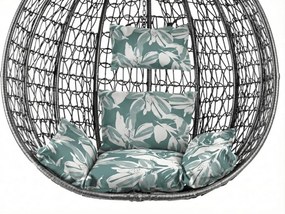 Szürke függőszék KOKON állvánnyal, zöld-fehér párna