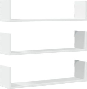 vidaXL 3 db fehér szerelt fa fali polc 80 x 18 x 18 cm