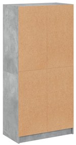 betonszürke szerelt fa magasszekrény ajtókkal 68x37x142 cm