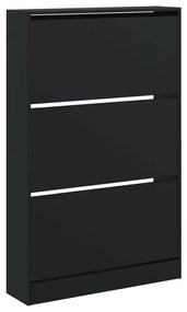 fekete szerelt fa cipőszekrény 80 x 21 x 125,5 cm