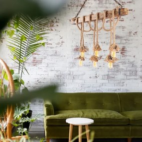 EREBOS zsinóron függő csillár, 6xE27/40W/230V, barna