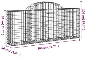 vidaXL 50 db íves horganyzott vas gabion kosár 200x30x80/100 cm