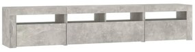 betonszürke TV-szekrény LED lámpákkal 210x35x40 cm