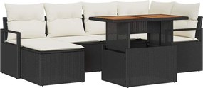 vidaXL Kert étkező szett párnával 7 pcs Fekete és Krém