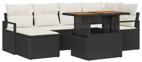 vidaXL Kert étkező szett párnával 7 pcs Fekete és Krém