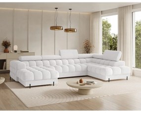 Krémszínű buklé kinyitható sarokkanapé (jobb oldali-U alakú) Feraria – ELTAP