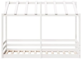 fehér tömör fenyőfa gyerekágy tetővel 75 x 190 cm