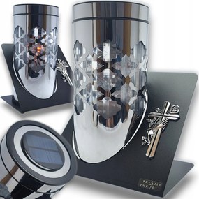 Napelemes Mécses Led Síremlék Lampion Sír Fém Vízálló Ezüst Kereszt