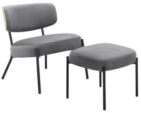 Szürke bársony fotel lábtartóval Jerry – Støraa