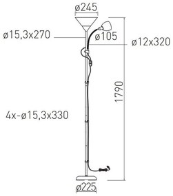 Lámpa Állólámpa BENFICA2, E27 max. 60W, E14 max.40W, műanyag + fém, fekete