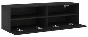 fekete szerelt fa fali TV-szekrény 100 x 30 x 30 cm