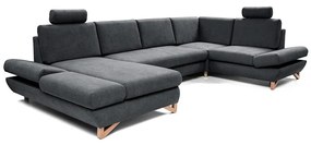 U-alakú, kihúzható kárpitozott sarokgarnitúra tárolóhellyel AVESTA, antracit
