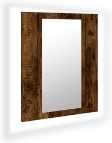 füstöstölgy színű szerelt fa LED-es tükrös szekrény 40x12x45 cm