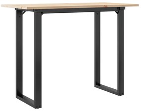tömör fenyőfa és öntöttvas étkezőasztal O-vázzal 100x50x75 cm