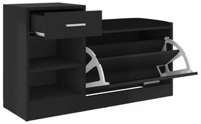 magasfényű fekete szerelt fa cipőtároló pad 94,5 x 31 x 57 cm