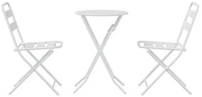 3 Részes Összecsukható Bistro Szett Fehér Acél