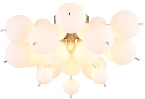 Globo 15633DO Mennyezeti lámpa fém nikkel matt, fehér színű üveggömbök, fekete PVC kábel, ø: 550mm, M: 280mm, üveggömbök átmérője: 15 x 6 cm, 15 x 10 cm, 3x E14 25W 230V izzók nélkül