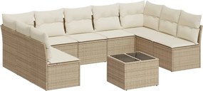vidaXL 10 részes bézs polyrattan kerti ülőgarnitúra párnával