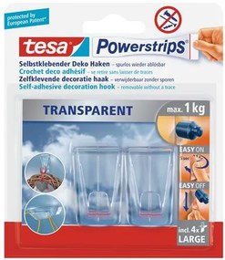 Műanyag akasztó ragasztócsíkkal, TESA Powerstrips®, átlátszó (TE58813)