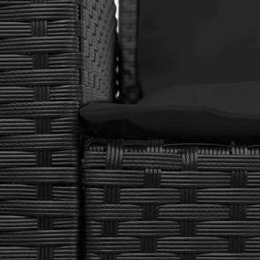 4 részes fekete polyrattan kerti ülőgarnitúra párnával L-alakú