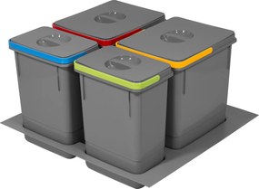 Rubio 600 Mm-es Iratrendező Kosár 2x15L 2x7L Antracit Utántöltő Szett