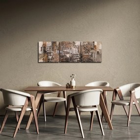 Kép - absztrakció barna tónusokkal (órával) (90x30 cm)