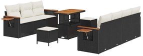 Kerti Kanapé Szett 10 pcs Fekete és krémszínű 90 x 55 x 71 cm
