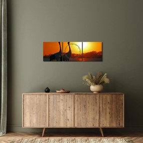 Madarak képe naplementekor (órával) (90x30 cm)