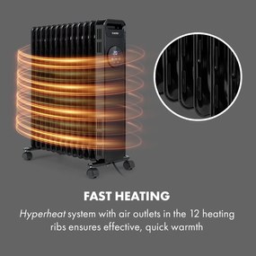 Thermaxx Heatstream, olajradiátor, 2500 W, 5 - 35 °C, 24-órás időzítő, fekete