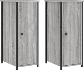 vidaXL 2 db szürke sonoma színű szerelt fa éjjeliszekrény 32x42x80 cm