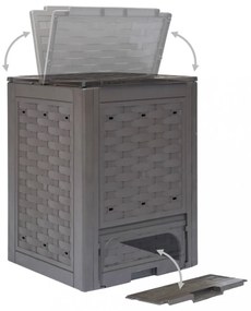 2 db barna műanyag rattan kerti komposztáló 60x60x83 cm 600 L