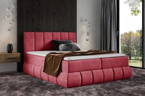 VENY divatos kárpitozott ágy 180x200 - piros + INGYENES topper