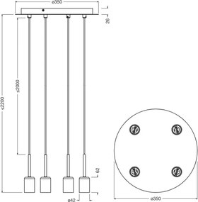 Osram - tápkábel NEEDLE PENDANT 4xE27/25W/230V bézs