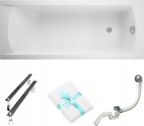 Téglalap alakú akril kád Cersanit Korat 170x70 lábszifon törölköző